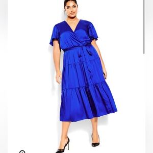 CityChic Faux Wrap Blue Midi Dress